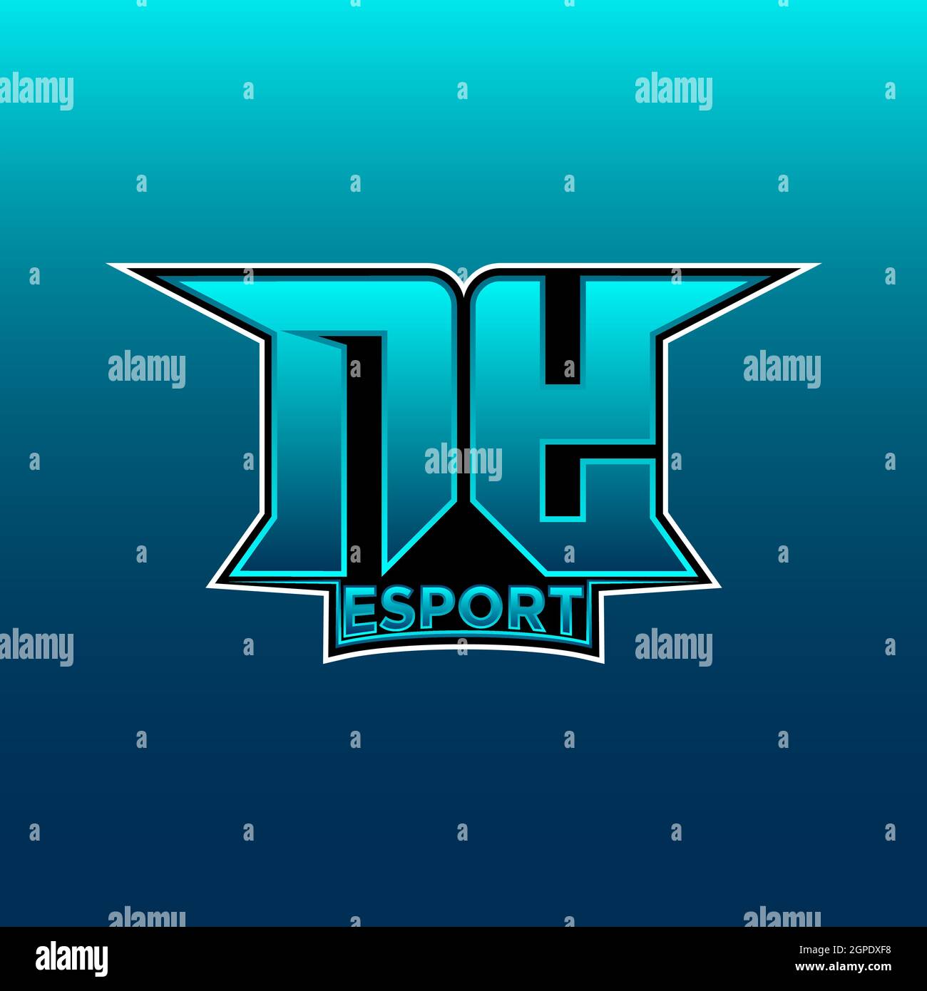 Logo NY eSport initiale de jeu avec modèle vectoriel de couleur bleu clair Illustration de Vecteur