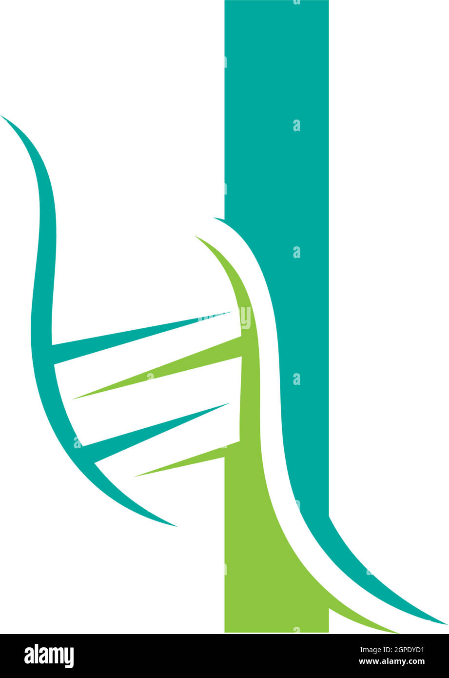 Logo d'icône ADN avec modèle lettre I. Illustration de Vecteur