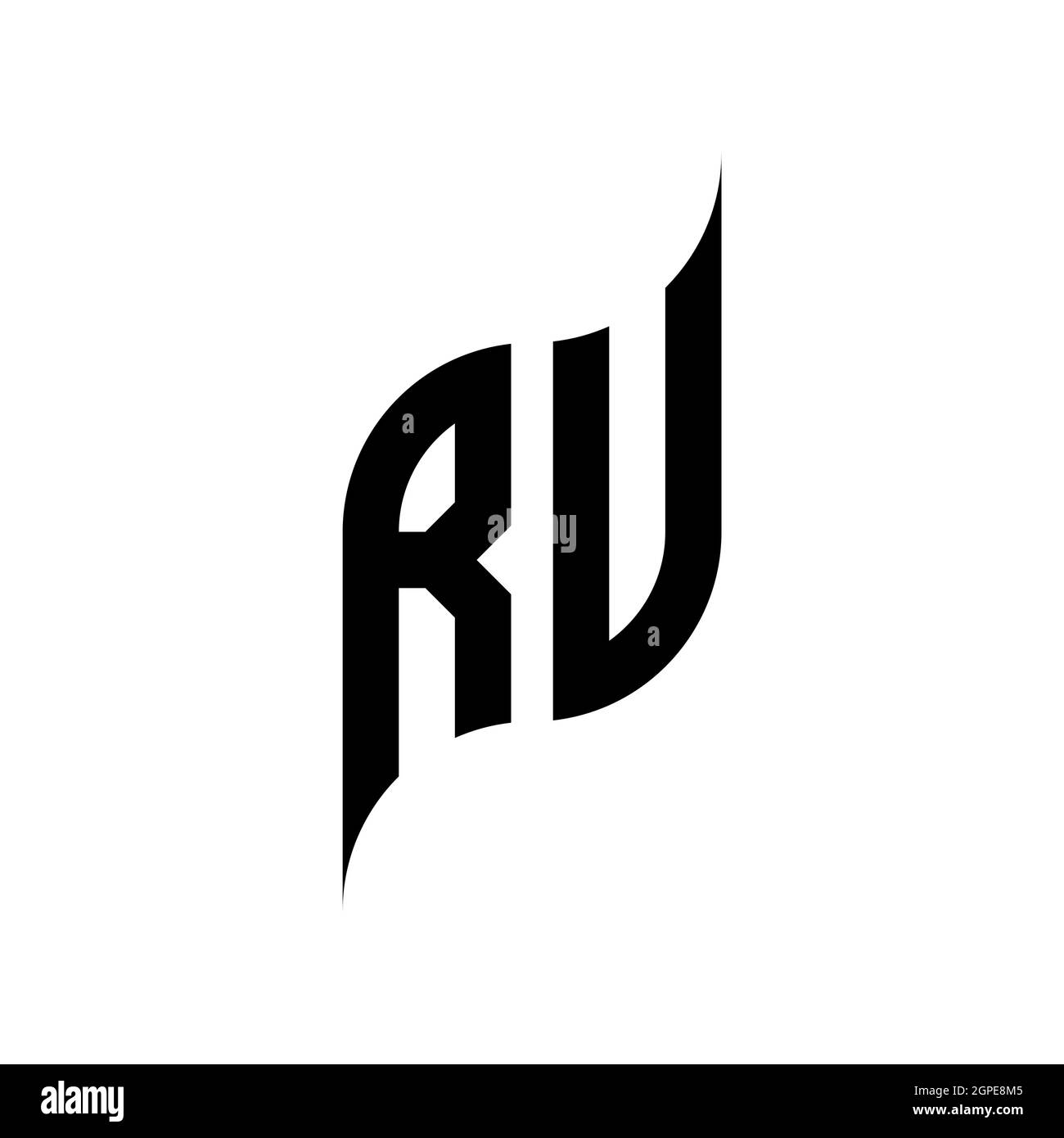Modèle de style de forme géométrique du monogramme RU. Vecteur de conception initiale du monogramme isolé sur fond blanc Illustration de Vecteur