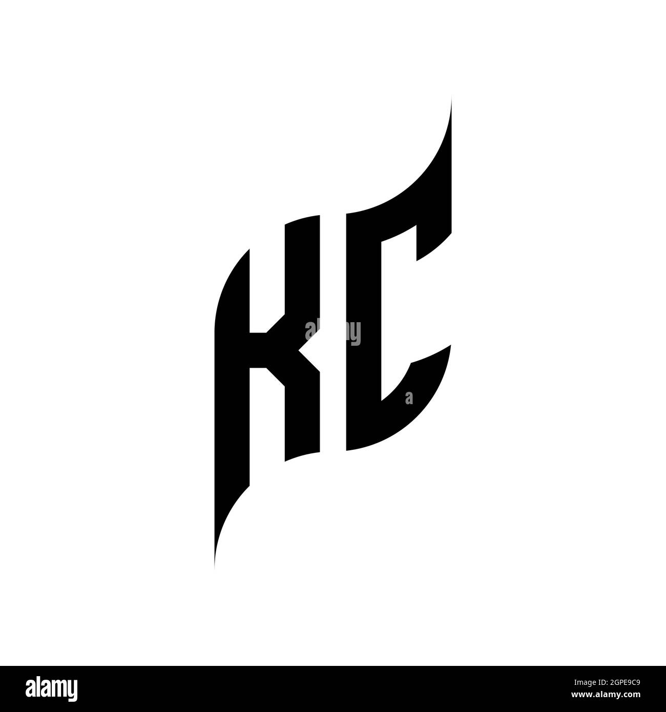 Modèle de forme géométrique KC Monogram. Vecteur de conception initiale du monogramme isolé sur fond blanc Illustration de Vecteur