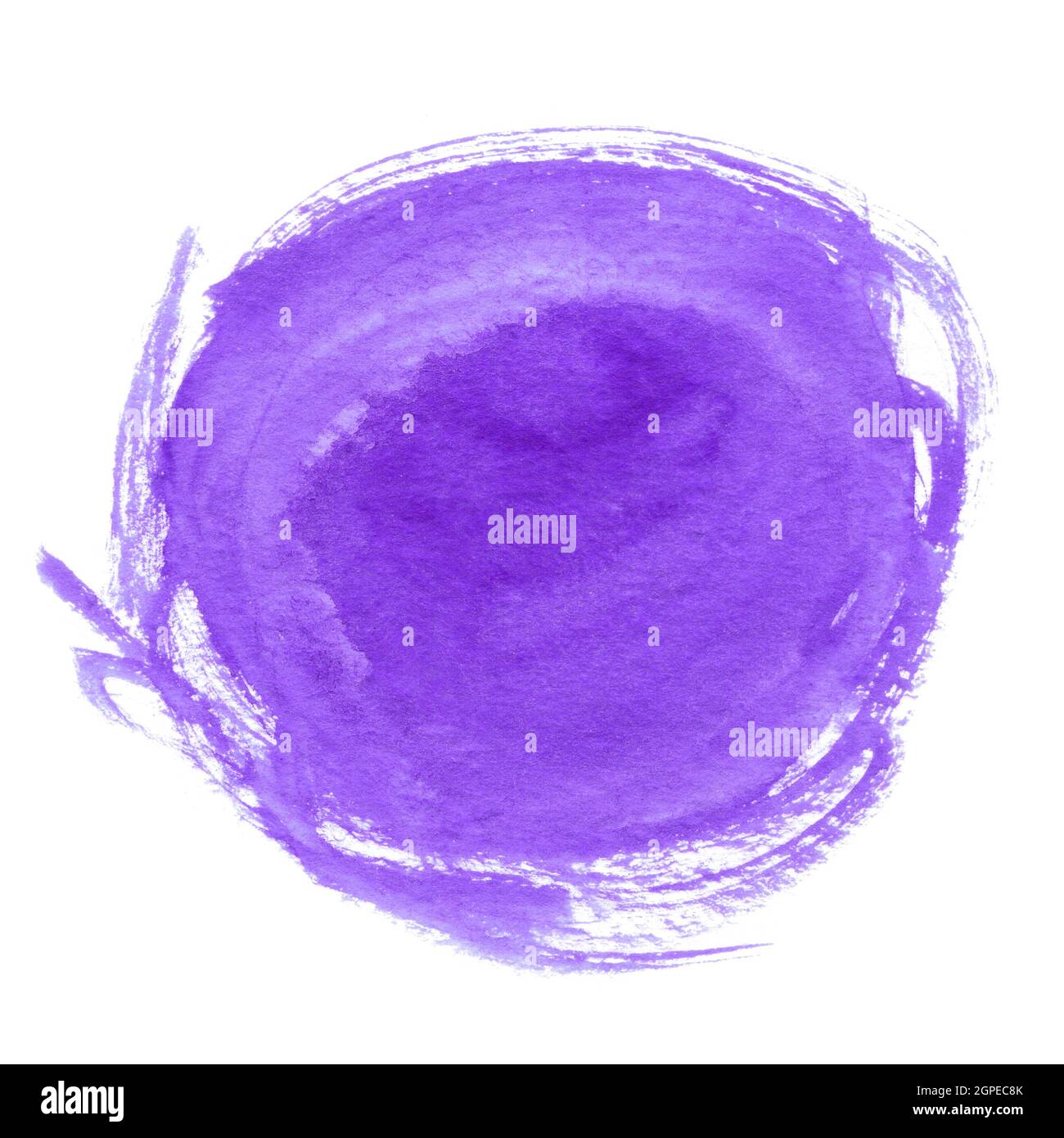 Trait de pinceau aquarelle rond violet isolé sur fond blanc. Elément de conception. Banque D'Images