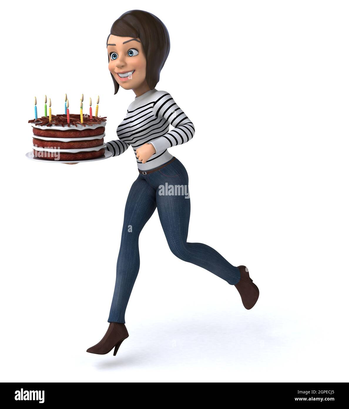 Fun 3D cartoon character casual woman Banque D'Images