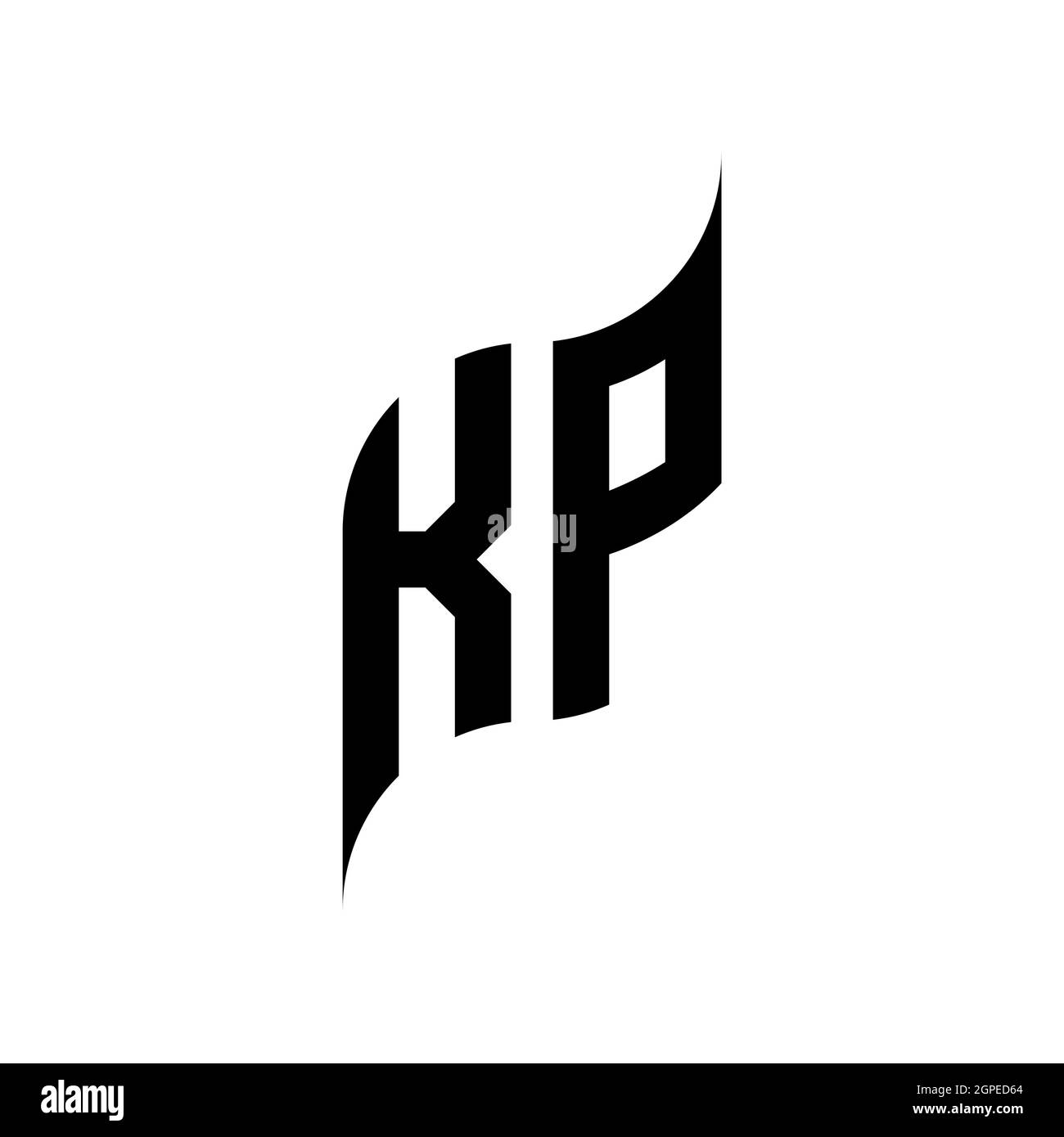 Modèle de style de forme géométrique du monogramme KP. Vecteur de conception initiale du monogramme isolé sur fond blanc Illustration de Vecteur