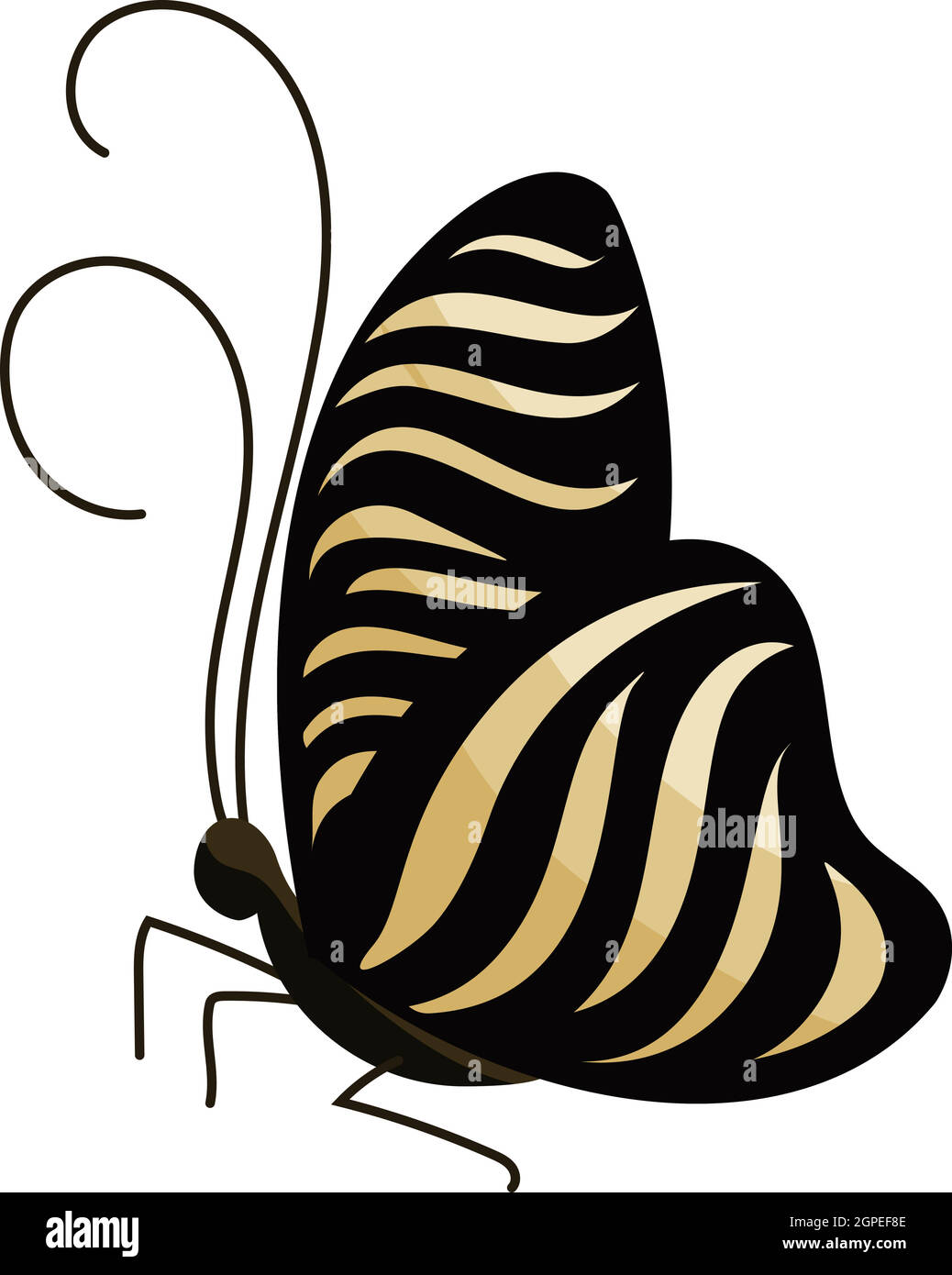 Papillon noir, icône de style cartoon Illustration de Vecteur