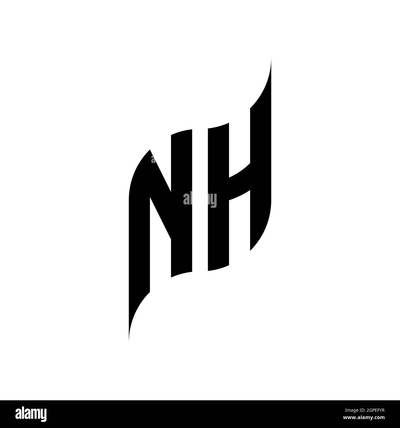 Modèle de forme géométrique NH Monogram. Vecteur de conception initiale du monogramme isolé sur fond blanc Illustration de Vecteur