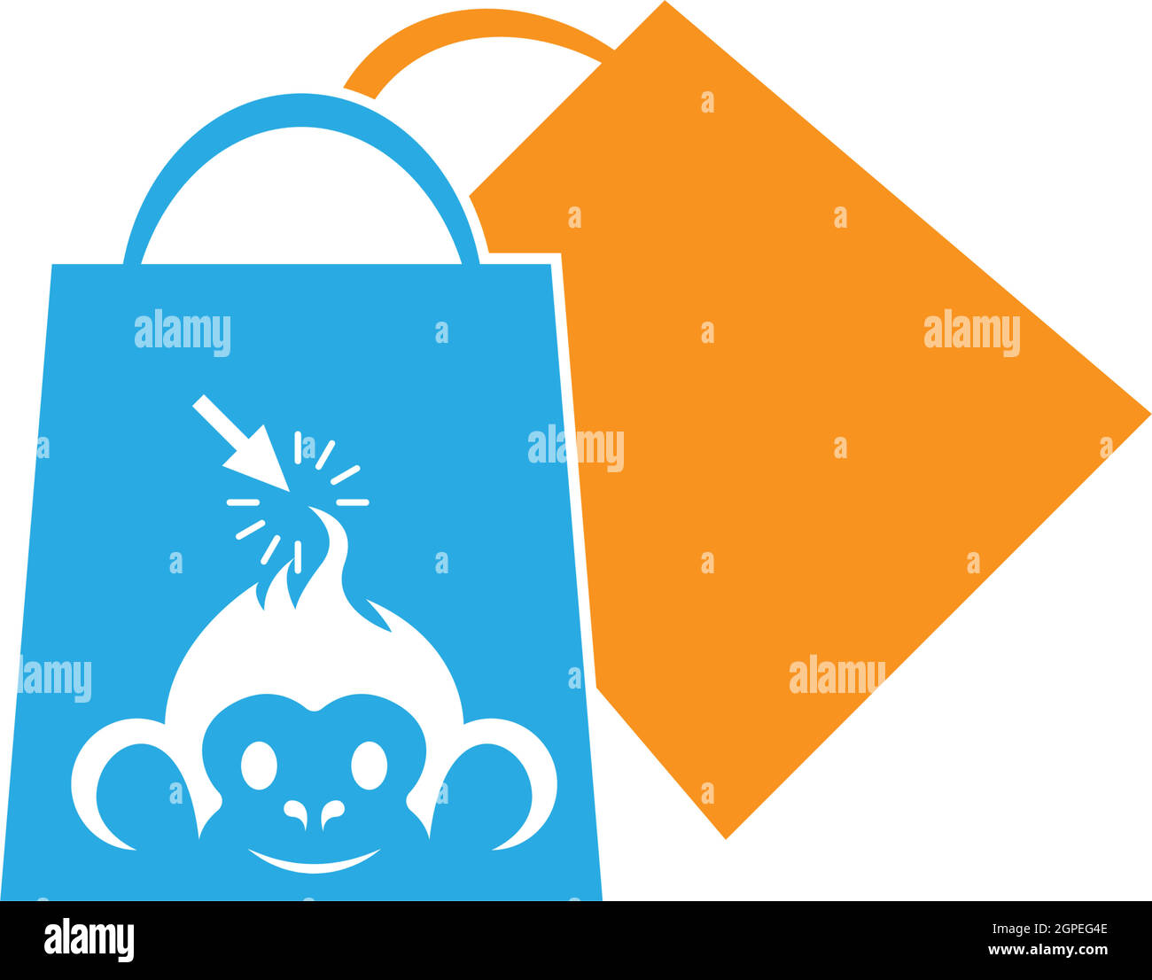 Illustration de l'icône du logo Monkey shop bag Illustration de Vecteur