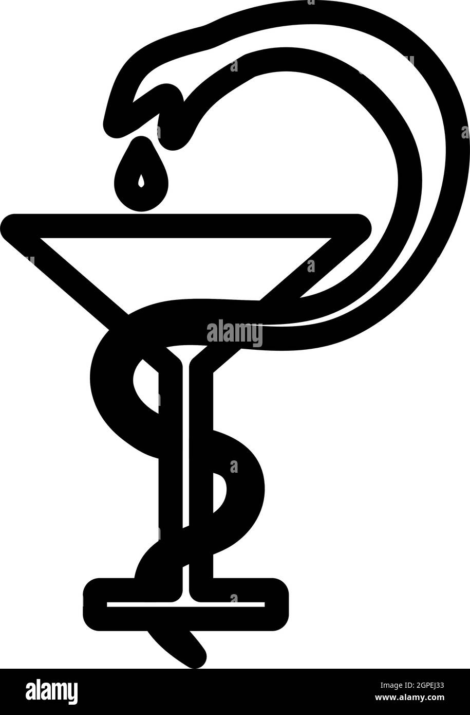 Panneau de médecine avec icône serpent et verre Illustration de Vecteur