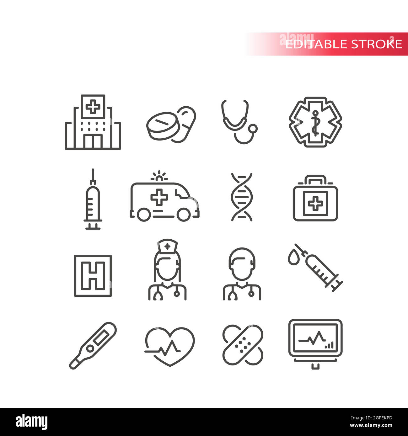 Jeu d'icônes vecteur de ligne médicale ou médicale Illustration de Vecteur