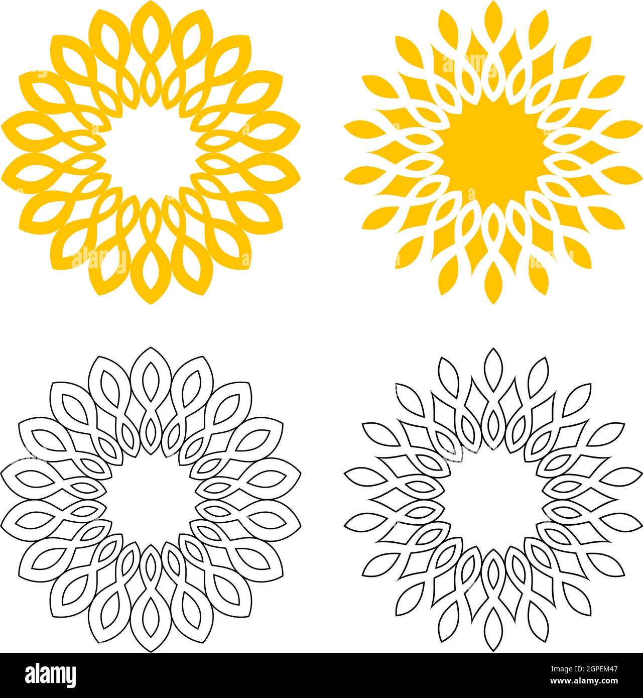 Symbole Soleil ou vecteur solaire en rose ou en tournesol. Couleur et contour complets. Arrière-plan blanc isolé. Illustration de Vecteur
