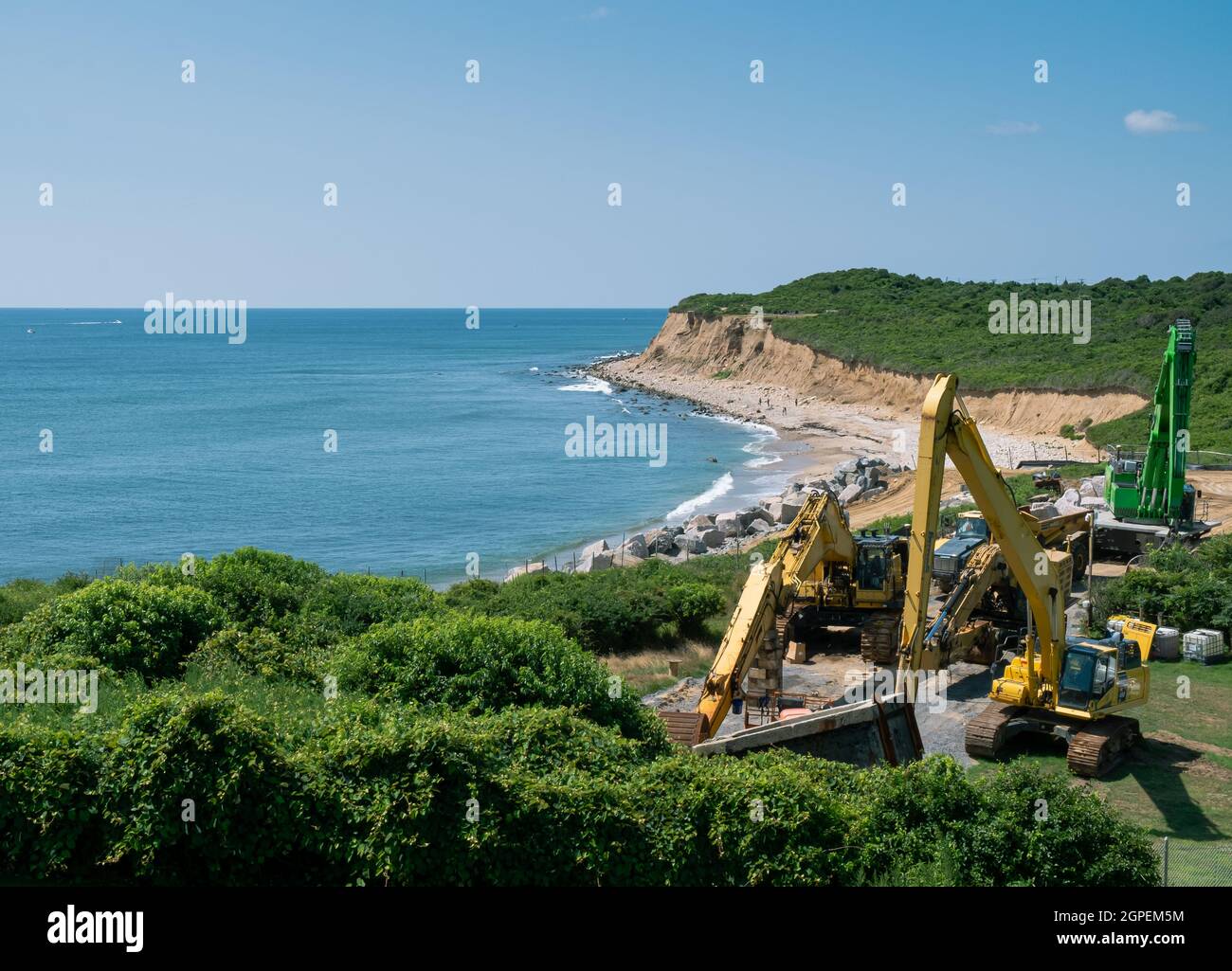 Le site de l'épave de 1781 du parc de Culloden vu depuis le feu de Montauk point est un phare situé à côté du parc national de Montauk point, à l'est Banque D'Images