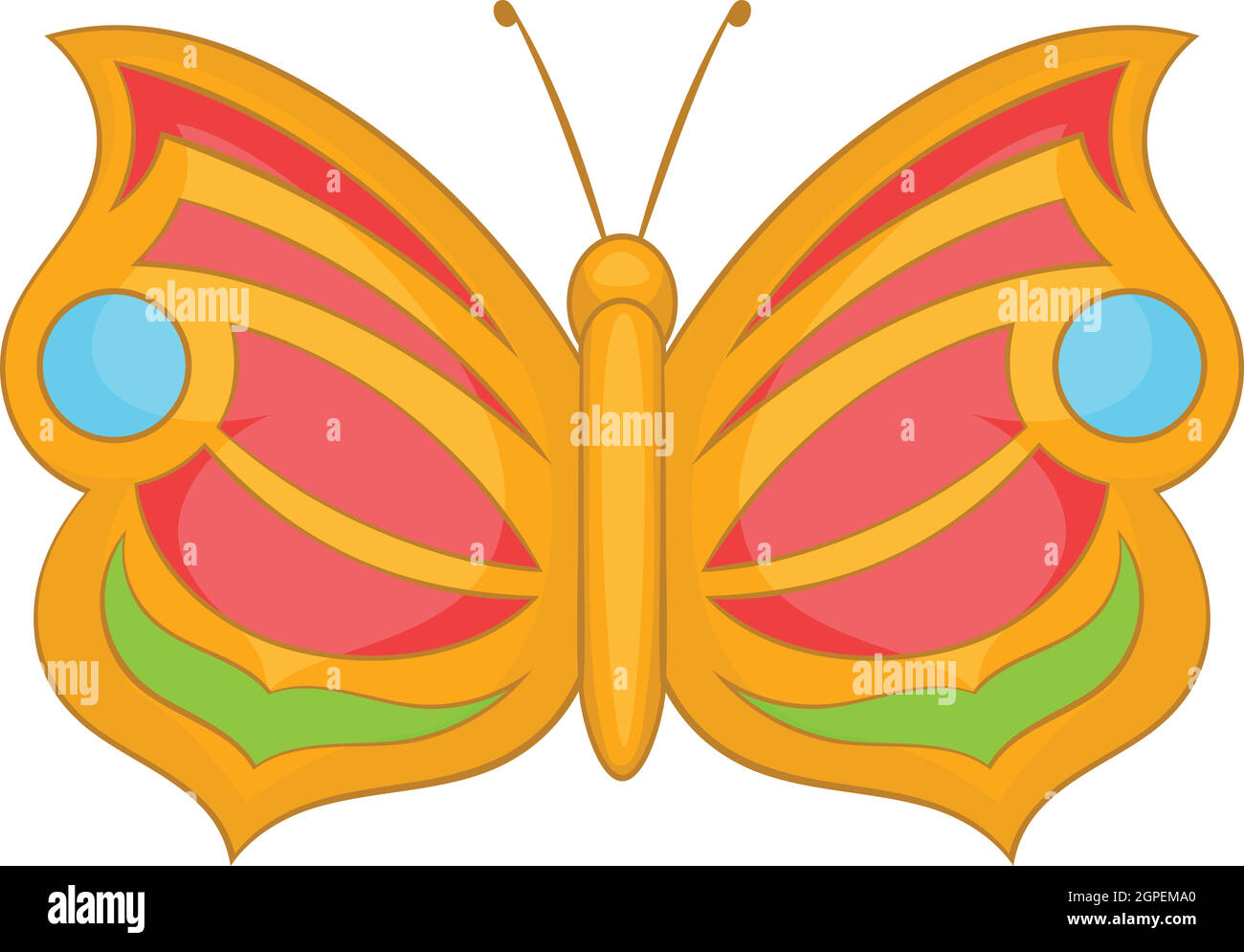 Papillon aux ailes, l'icône de cercle sur cartoon style Illustration de Vecteur