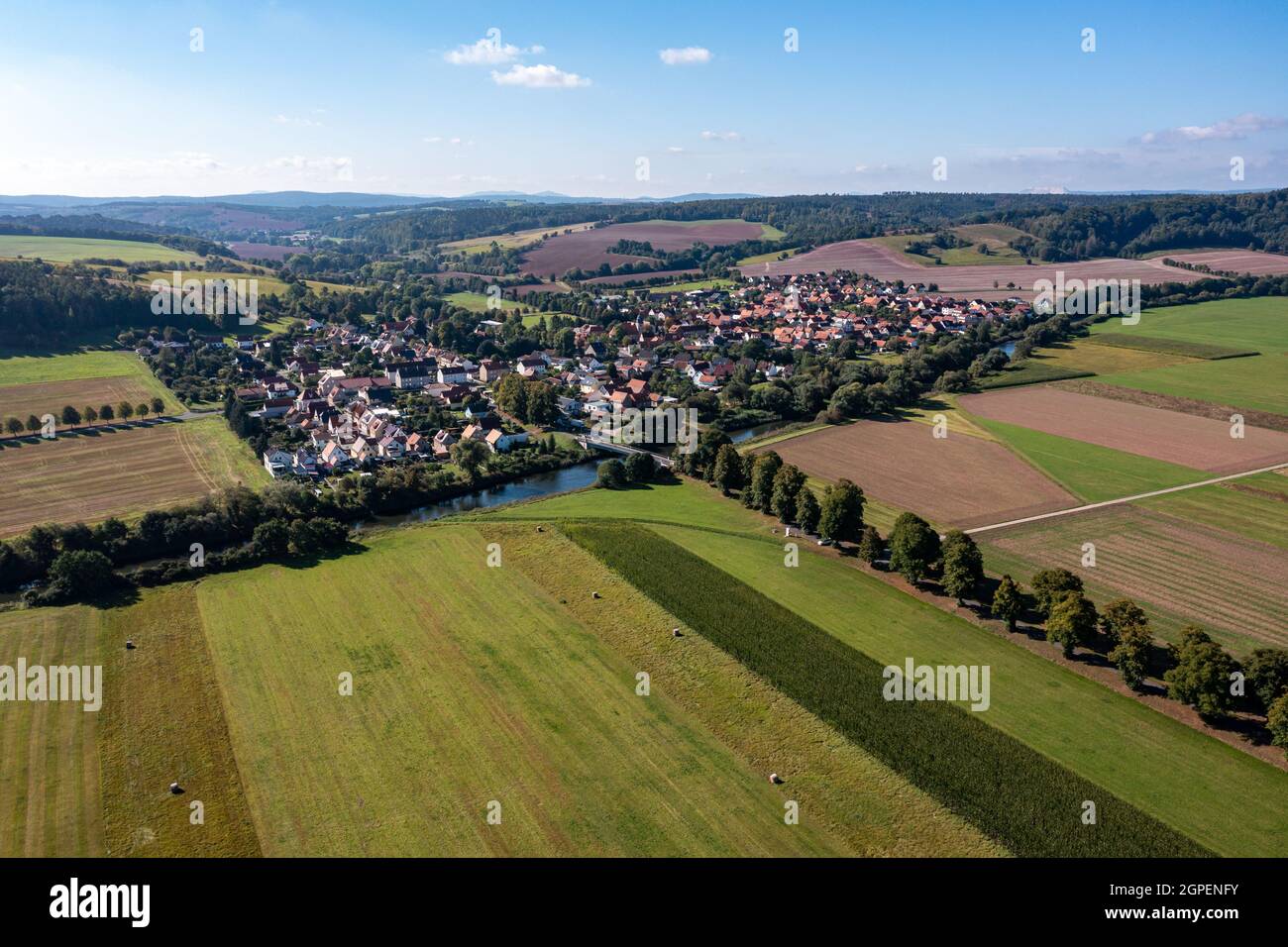 Le village de Lauchröden dans la vallée de la Werra en Thuringe en Allemagne Banque D'Images