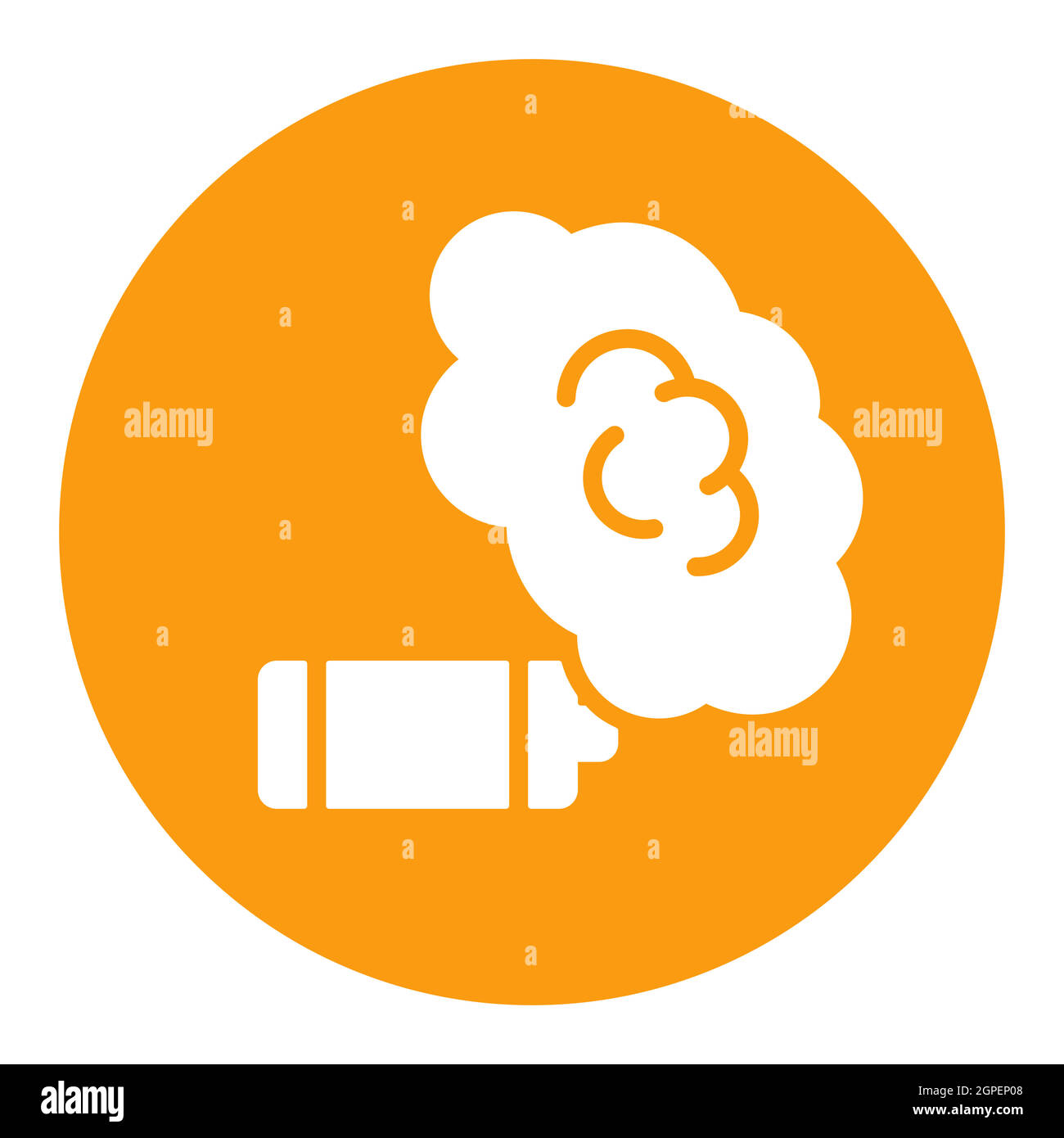 Icône de glyphe blanc plat à grenade de fumée Illustration de Vecteur