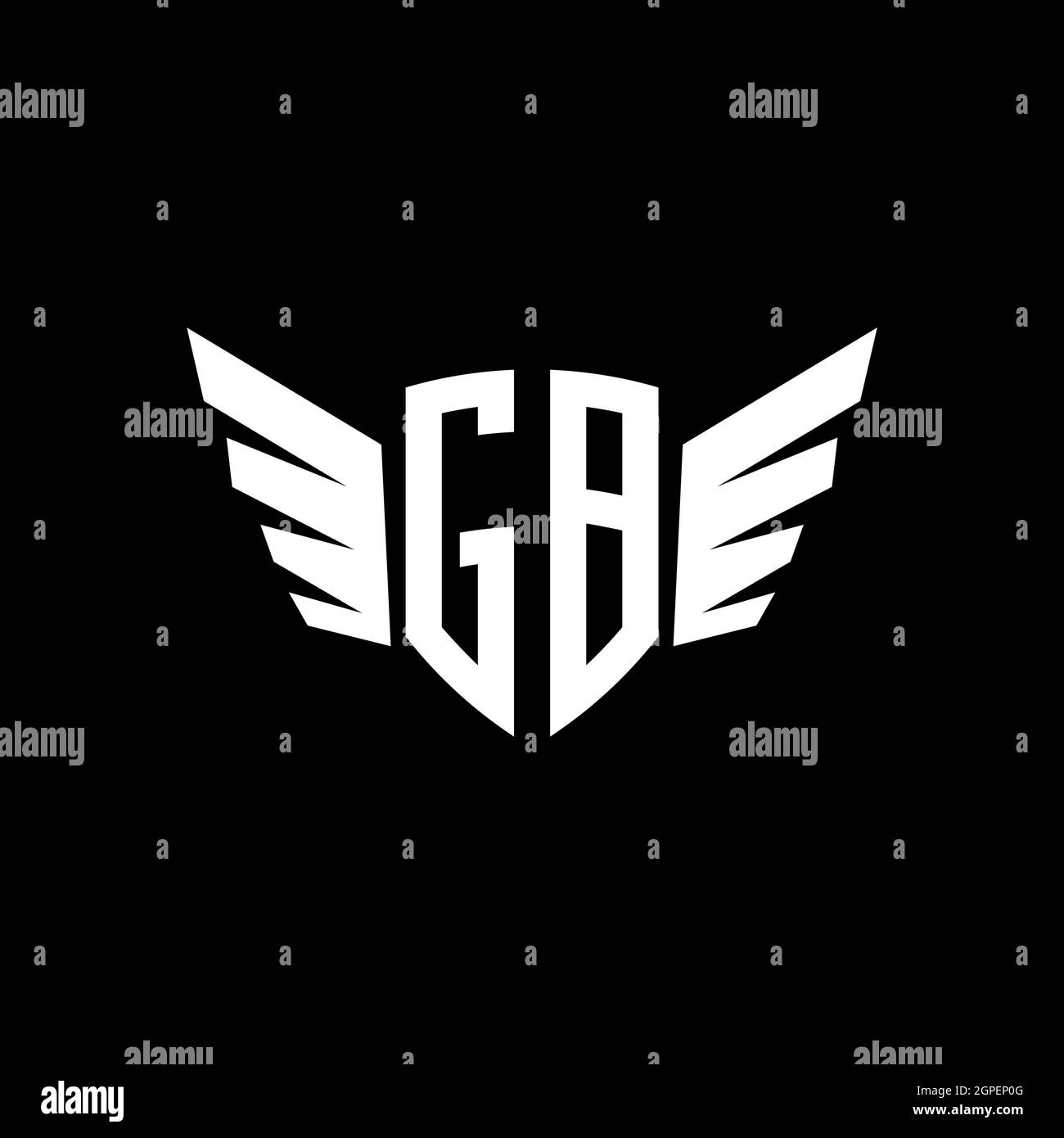 GB Monogram logo géométrique initial avec modèle de style de forme d'aile. Logo original de l'aile isolé sur fond noir Illustration de Vecteur