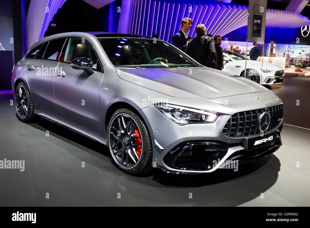 Mercedes-Benz AMG CLA 45s modèle présenté au salon automobile Autosalon 2020. Bruxelles, Belgique - 9 janvier 2020. Banque D'Images