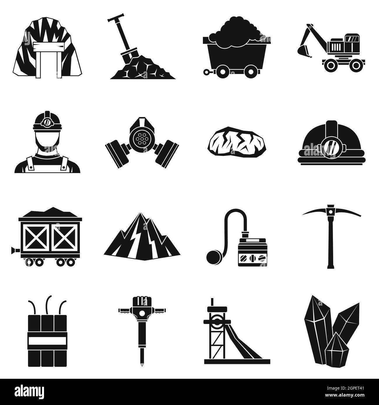 Miner icons set, le style simple Illustration de Vecteur
