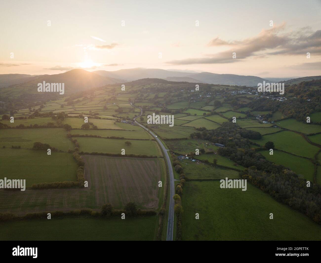Vue aérienne du parc national de Brecon Beacons, pays de Galles, Royaume-Uni Banque D'Images