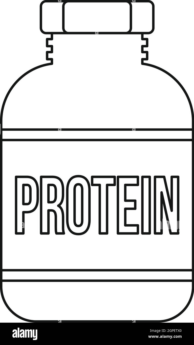 Bouteille de nutrition sportive, l'icône de style contour Illustration de Vecteur