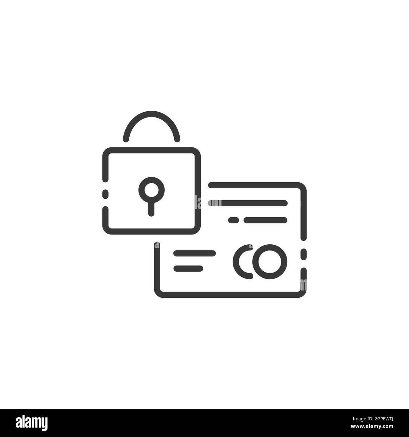Icône de ligne mince de paiement sécurisé par carte de crédit. Cadenas de sécurité. Illustration vectorielle du commerce Illustration de Vecteur