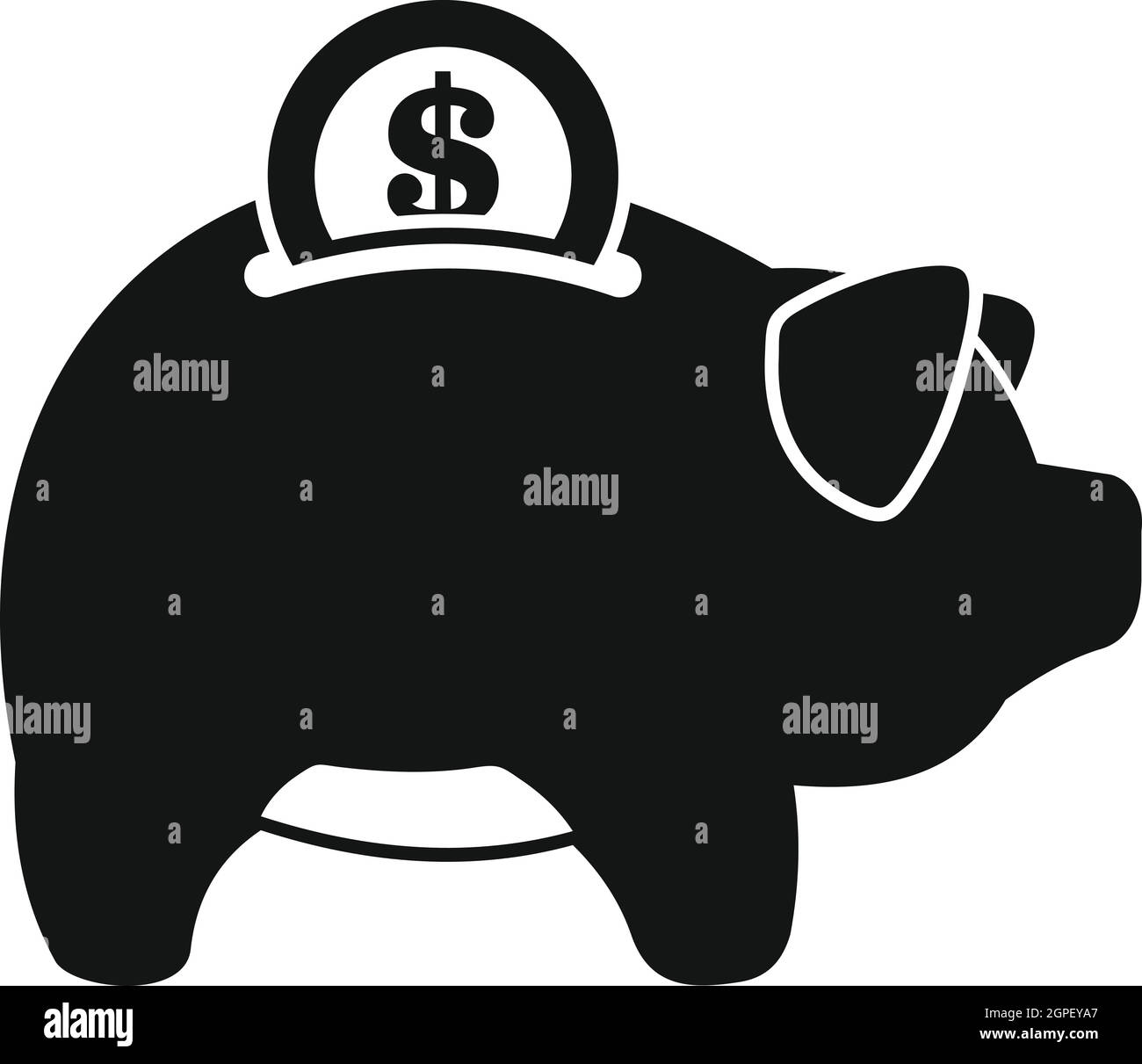 L'argent, l'icône de boîte de porc style simple. Illustration de Vecteur