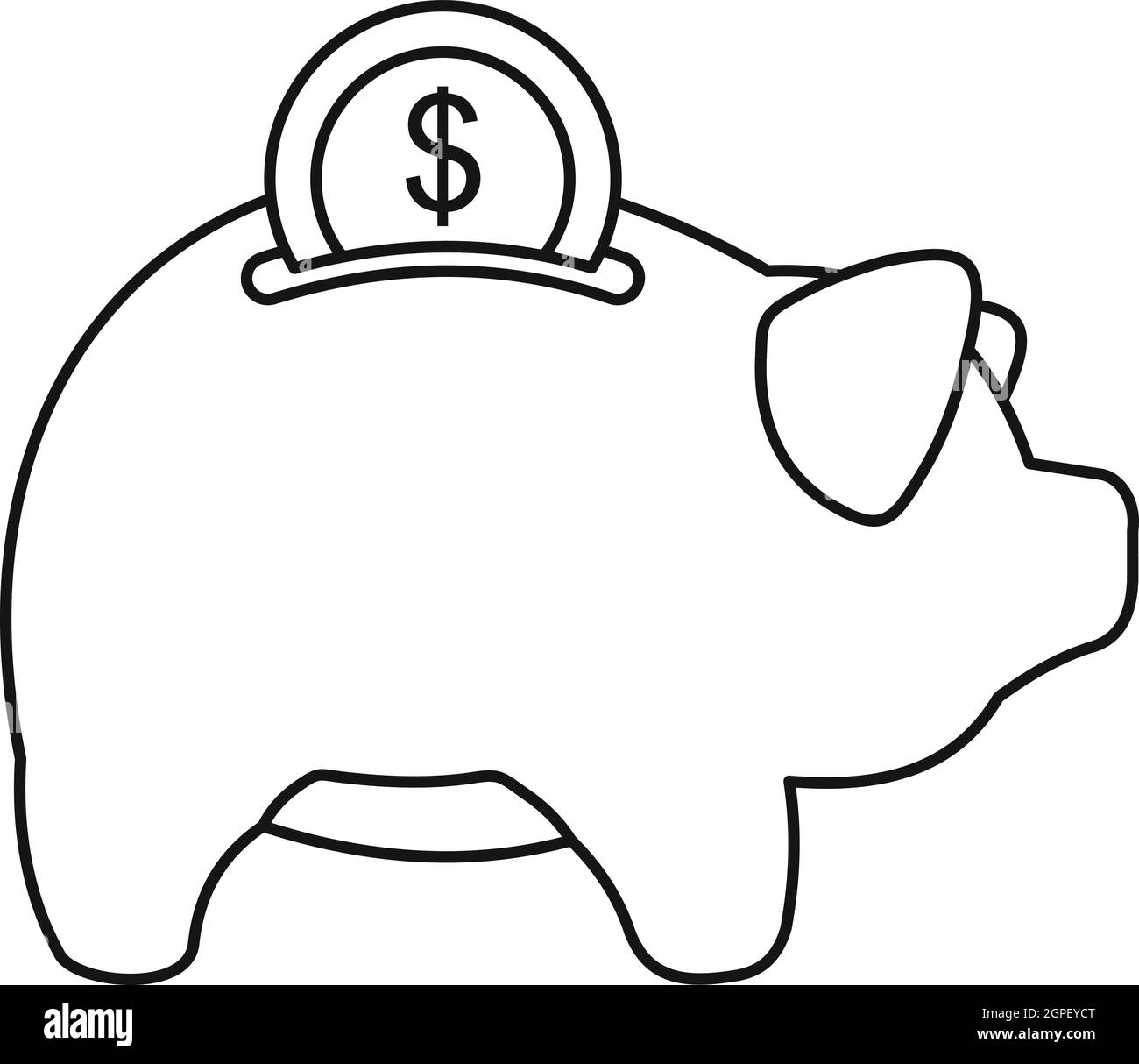 L'argent, l'icône de boîte de porc style contour Illustration de Vecteur