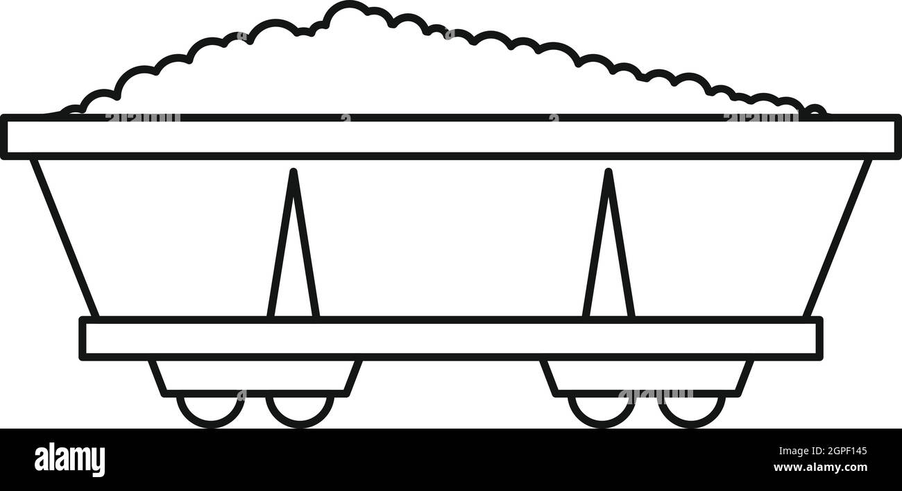 Chariot de charbon, l'icône de style contour Illustration de Vecteur