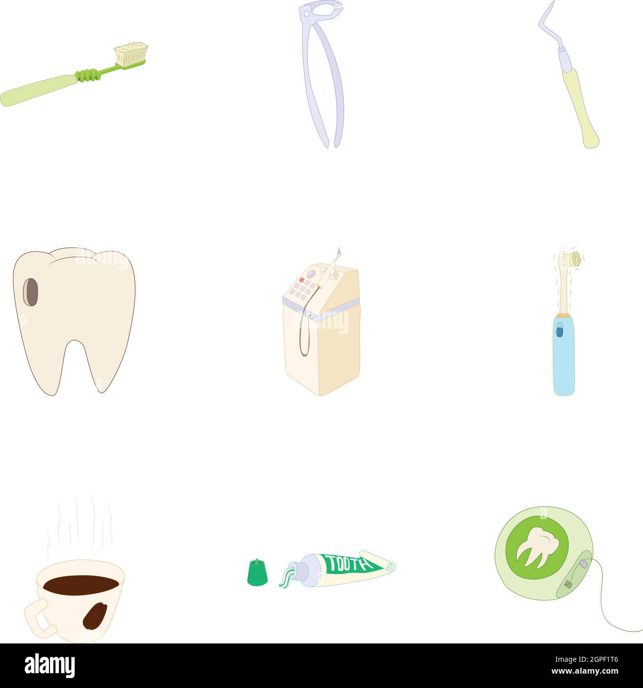La médecine dentaire icons set, cartoon style Illustration de Vecteur