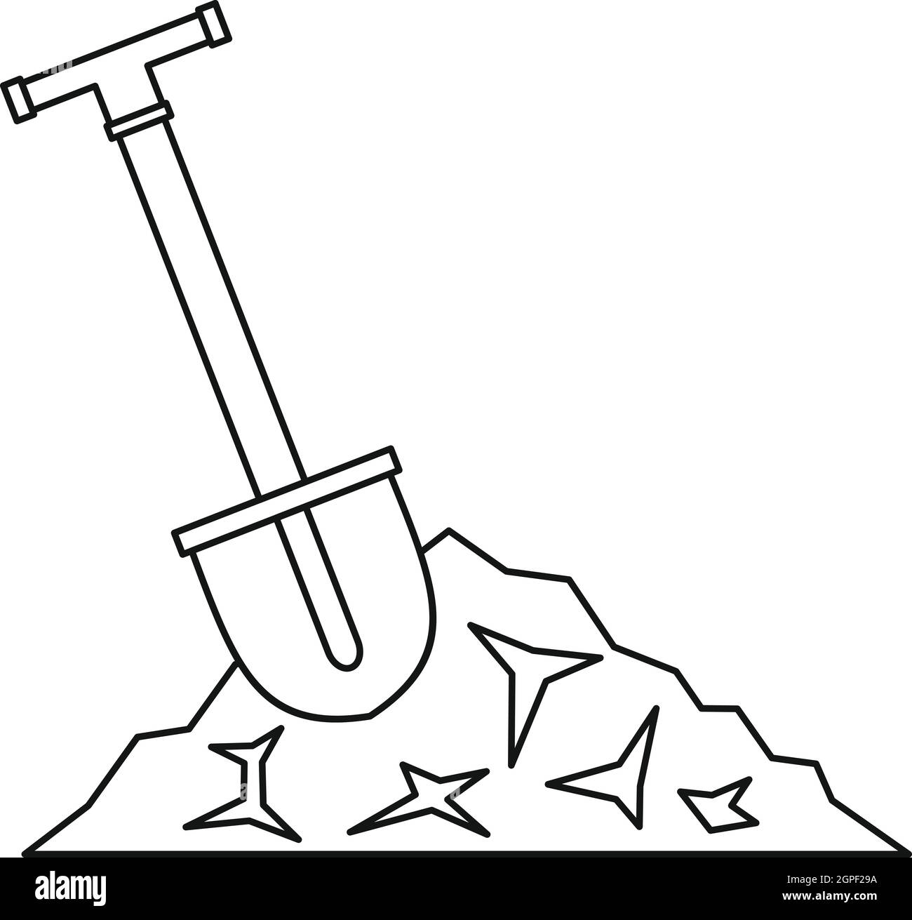 Pelle à charbon, l'icône de style contour Illustration de Vecteur