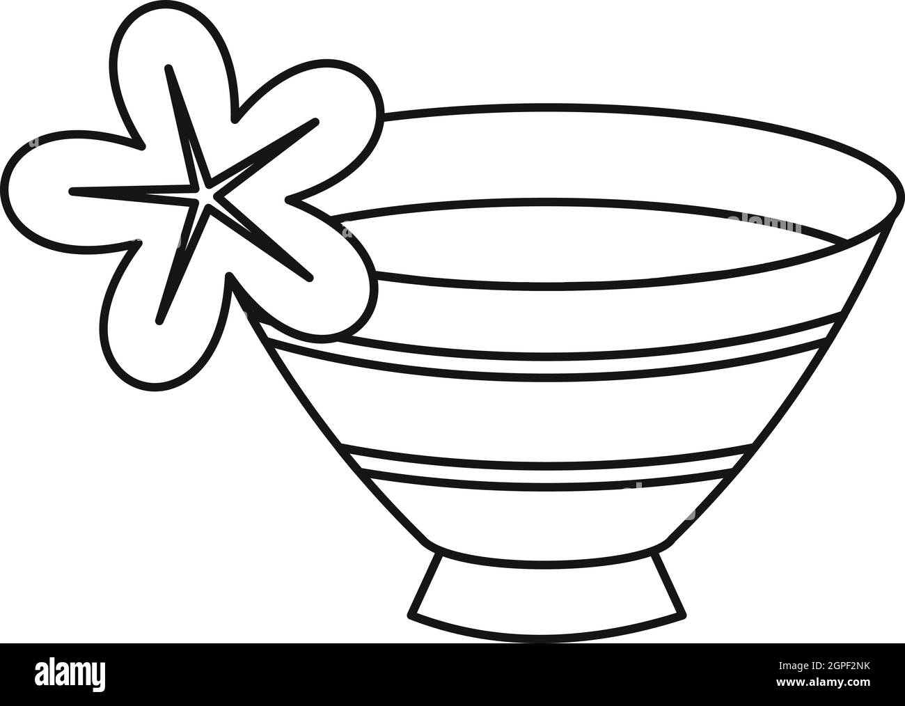 Bol avec de l'eau pour spa, icône de style contour Illustration de Vecteur
