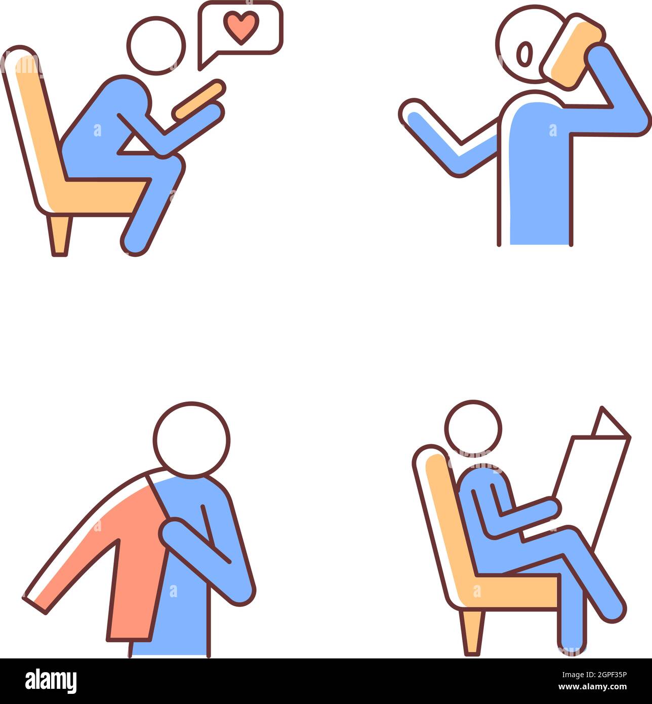 Jeu d'icônes de couleur RVB de la vie quotidienne Illustration de Vecteur