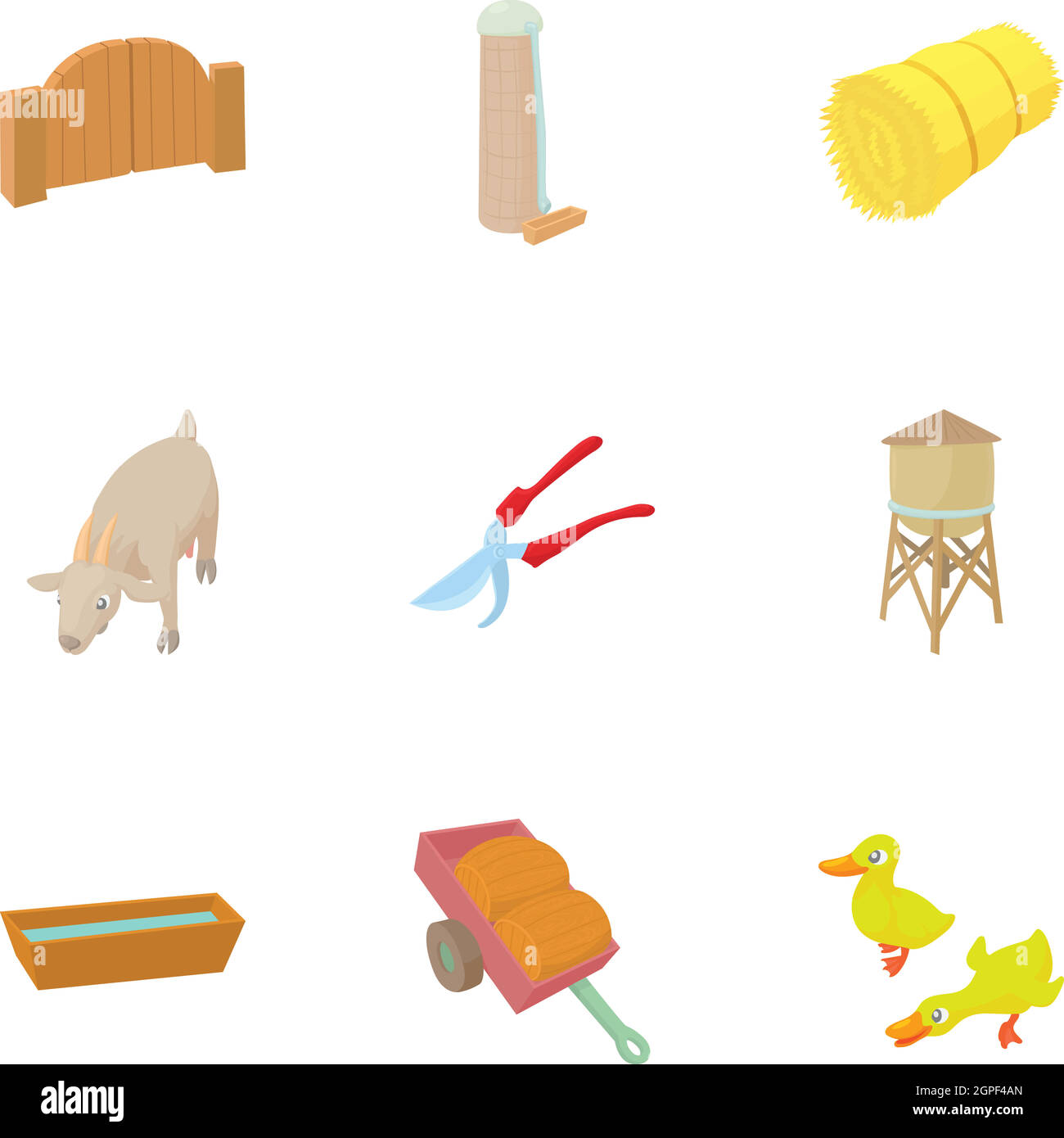 Gîte rural icons set, cartoon style Illustration de Vecteur