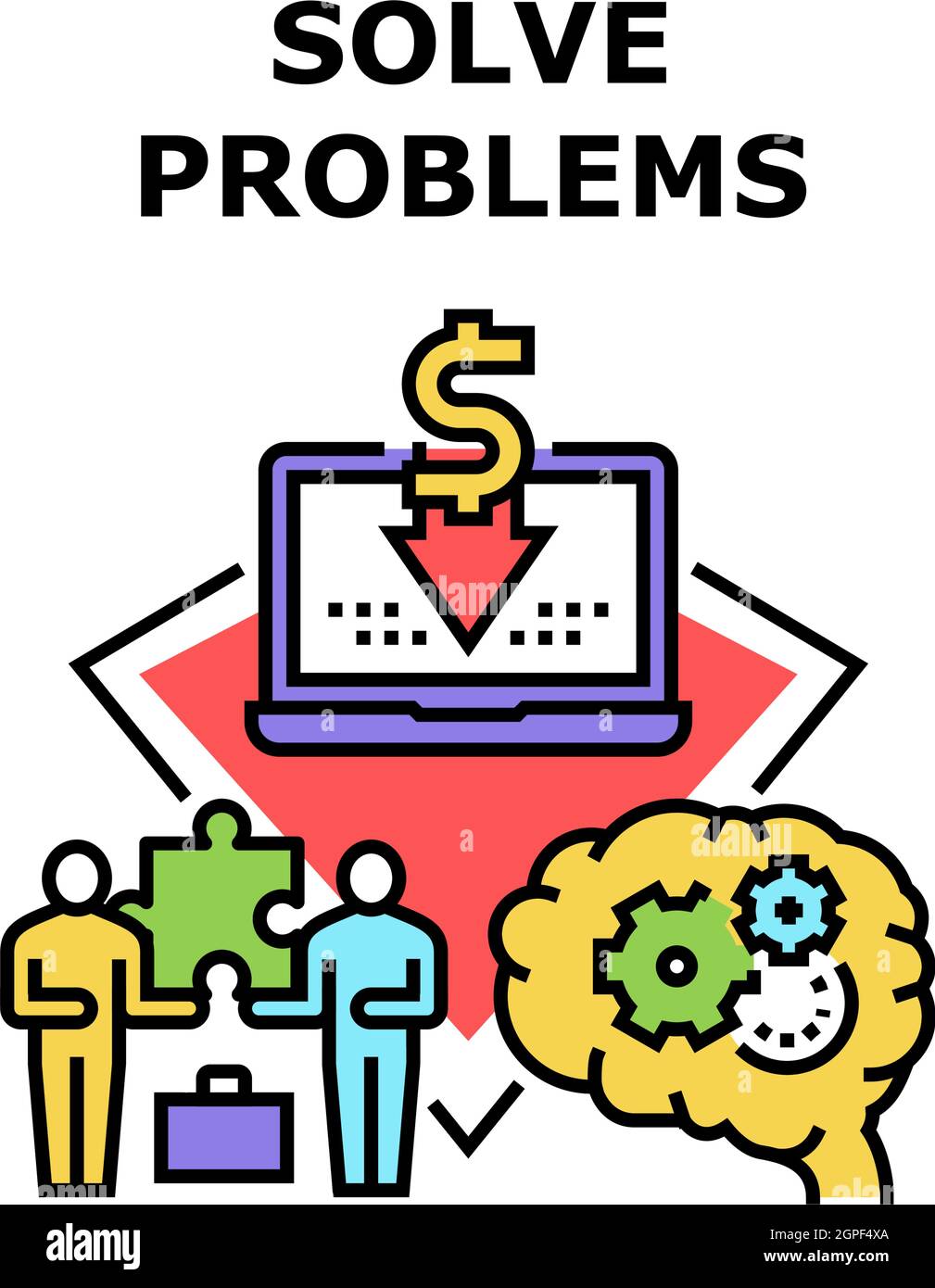 Résolution des problèmes concept vectoriel couleur Illustration Illustration de Vecteur