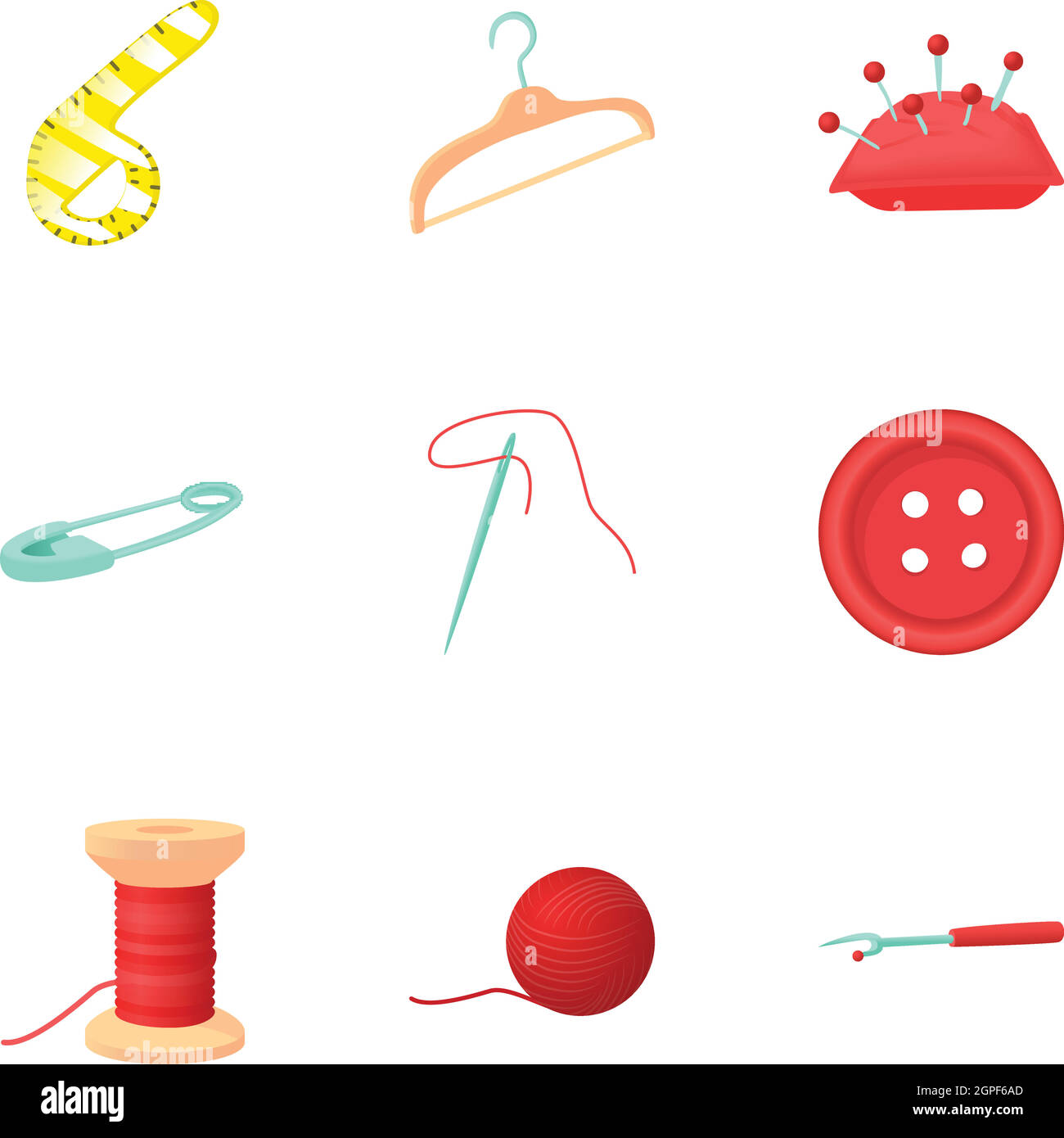 Kit de couture, style cartoon Illustration de Vecteur