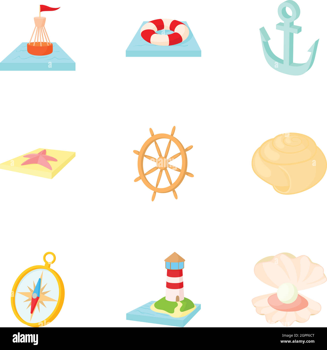 Sailor icons set, cartoon style Illustration de Vecteur