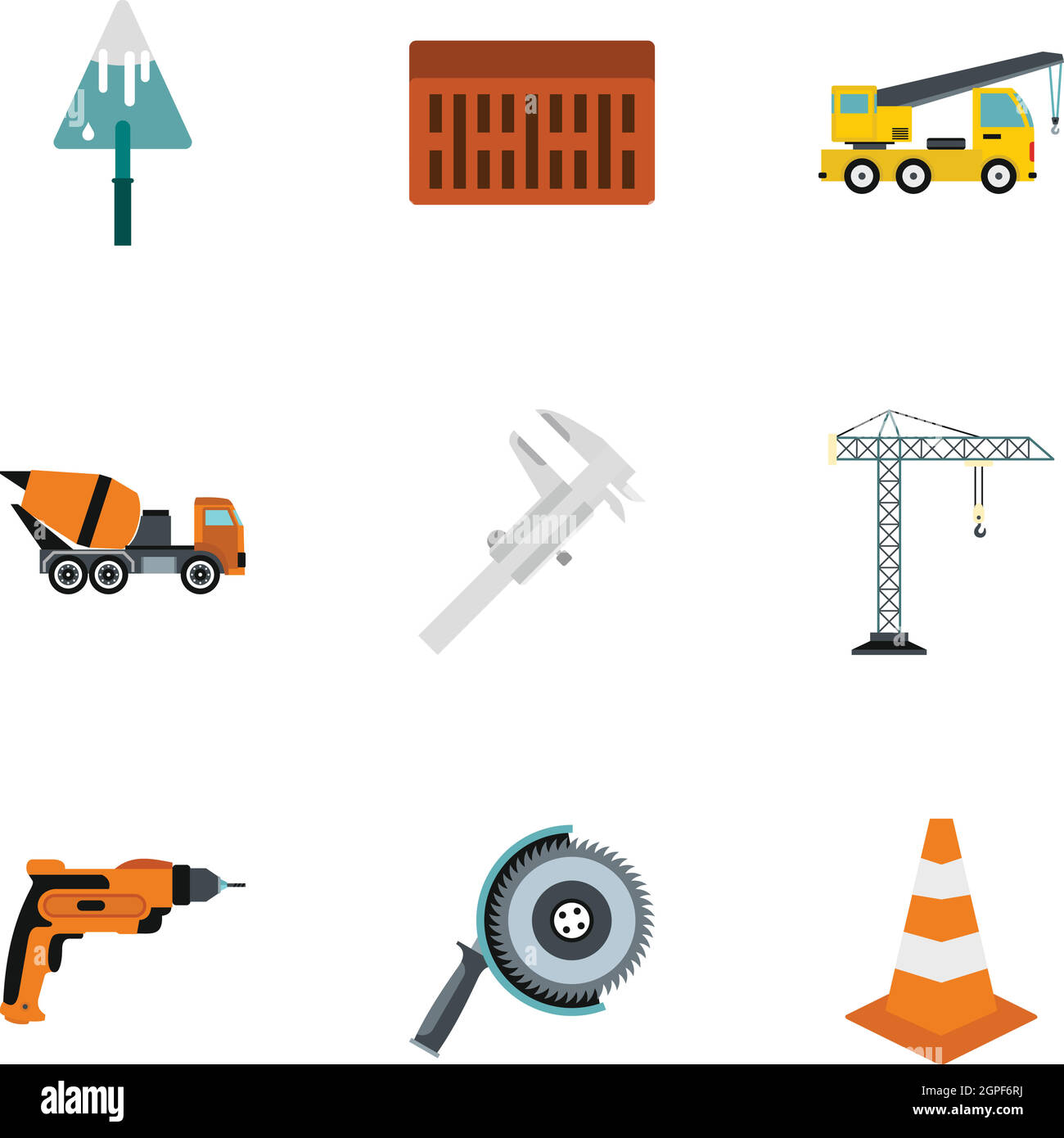 Icons set de construction, style plat Illustration de Vecteur