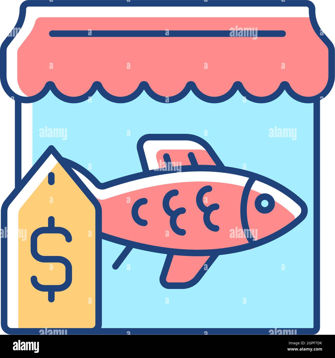 Icône de couleur RVB du marché du poisson Illustration de Vecteur
