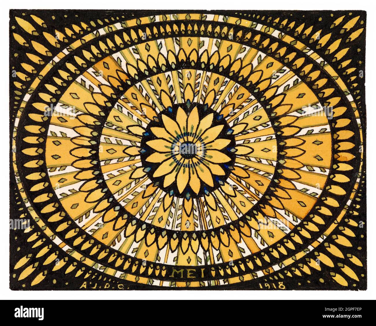 Rosette de fleurs et de feuilles stylisées (1918) de Julie de Graag (1877-1924). Banque D'Images