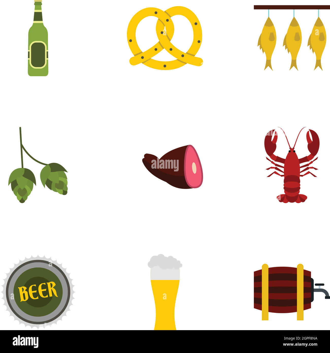 Beer Festival icons set, style plat Illustration de Vecteur