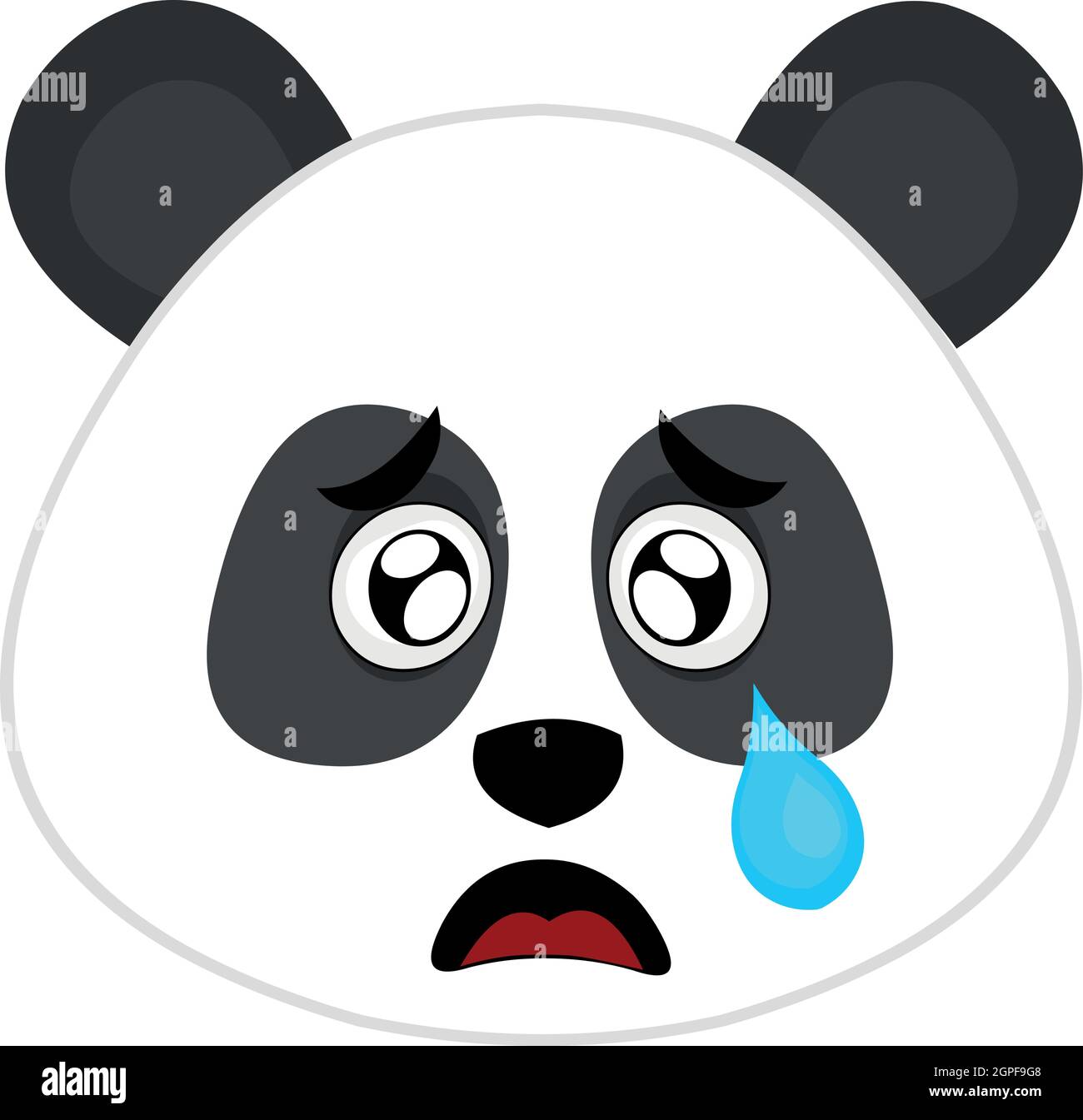 Illustration vectorielle émoticône du visage d'un ours de paanda avec une expression triste et une déchirure tombant de son œil Illustration de Vecteur