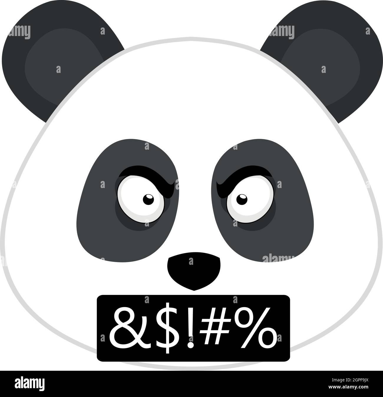 Illustration vectorielle émoticône du visage d'un ours de paanda avec une expression en colère et des insultes Illustration de Vecteur