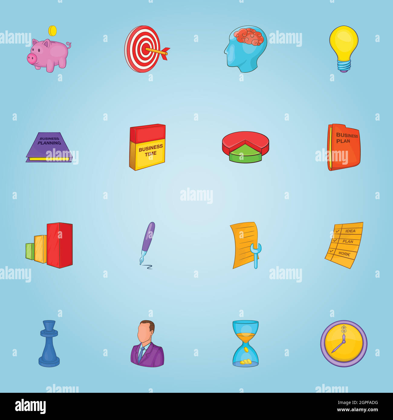 Business icons set, cartoon style Illustration de Vecteur