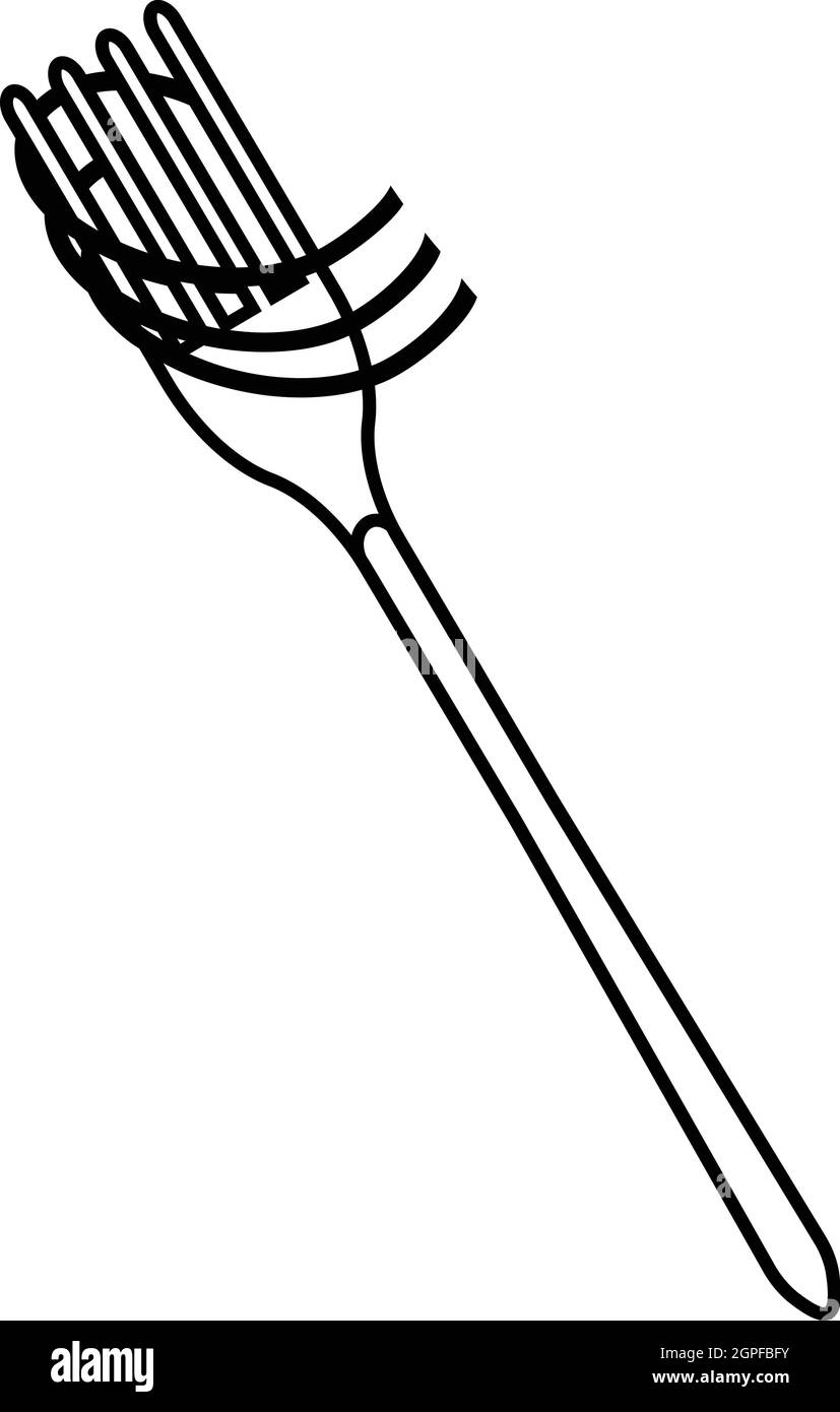 Fourche à l'icône spaghetti style du contour, Illustration de Vecteur