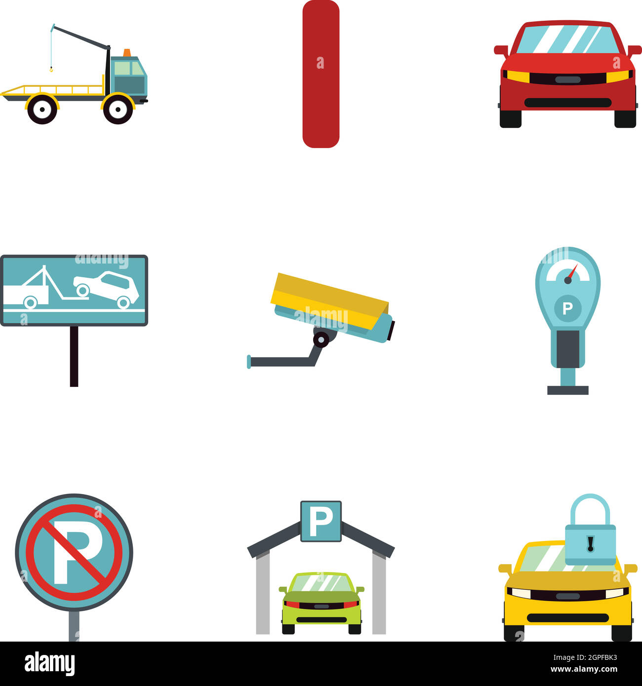 Transport gratuit icons set, style plat Illustration de Vecteur