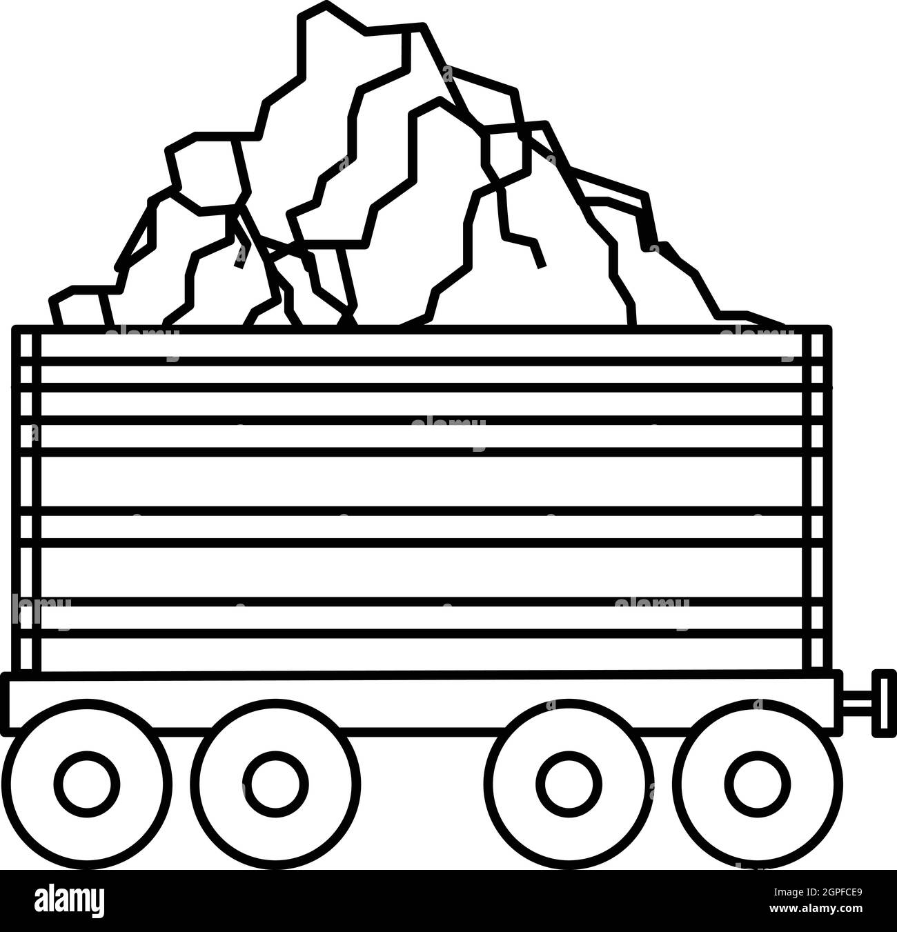 Chariot de charbon, l'icône de style contour Illustration de Vecteur