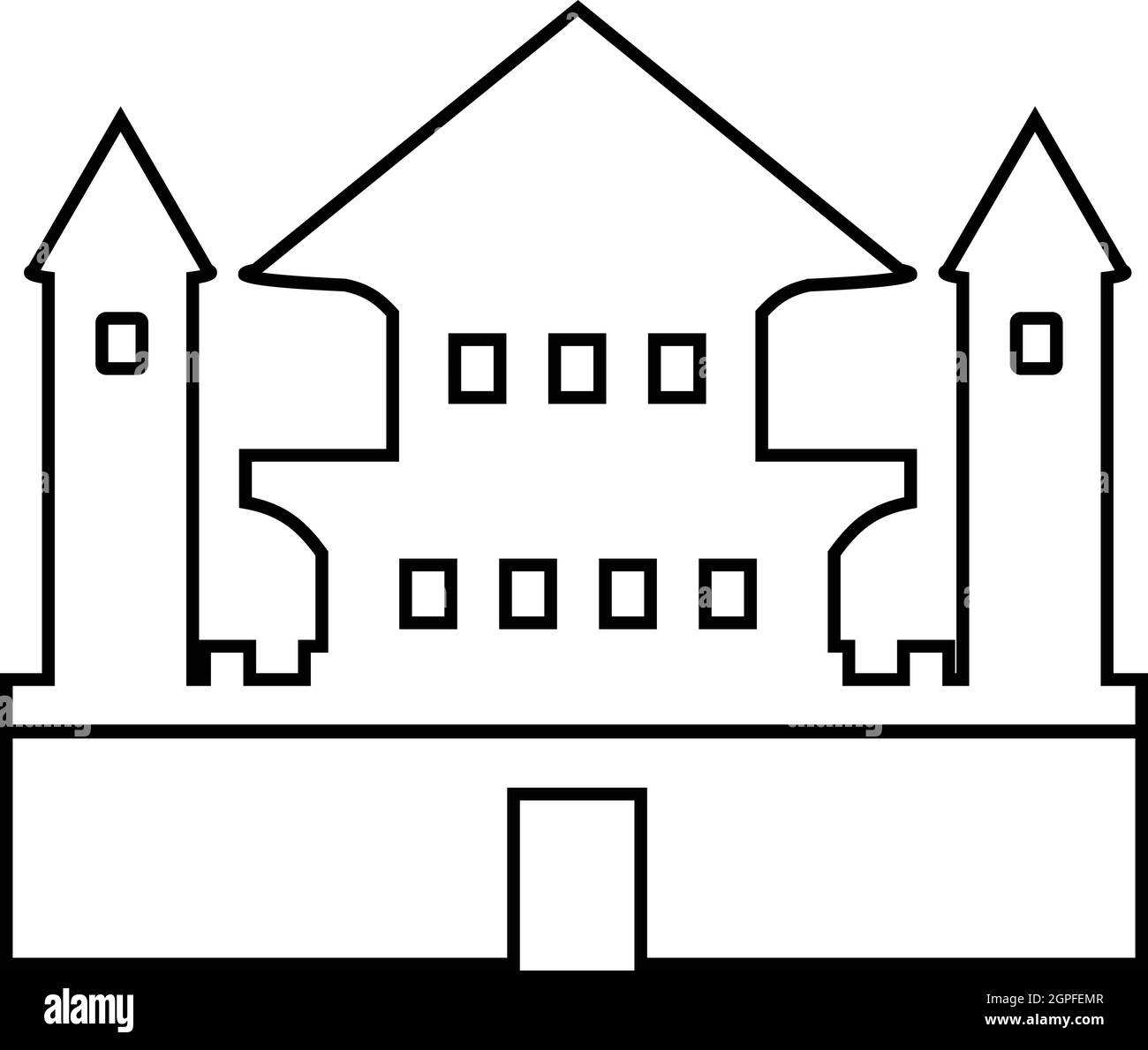 Ancien palais, icône de style contour Illustration de Vecteur