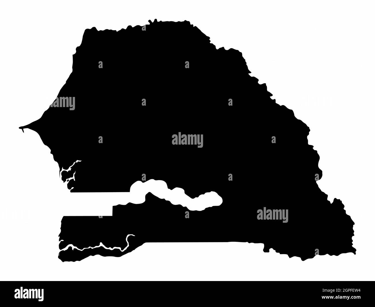 Carte de silhouette du Sénégal isolée sur fond blanc Illustration de Vecteur