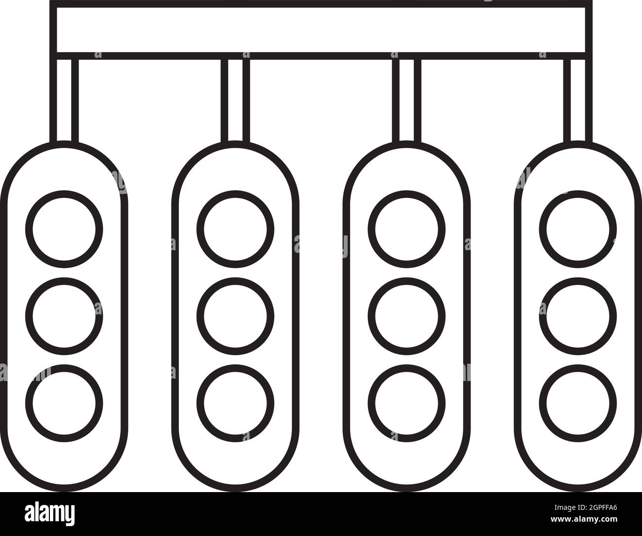 Feux de début de course en style du contour, icône Illustration de Vecteur