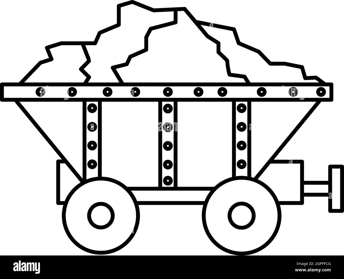 Petit chariot de charbon, l'icône de style contour Illustration de Vecteur