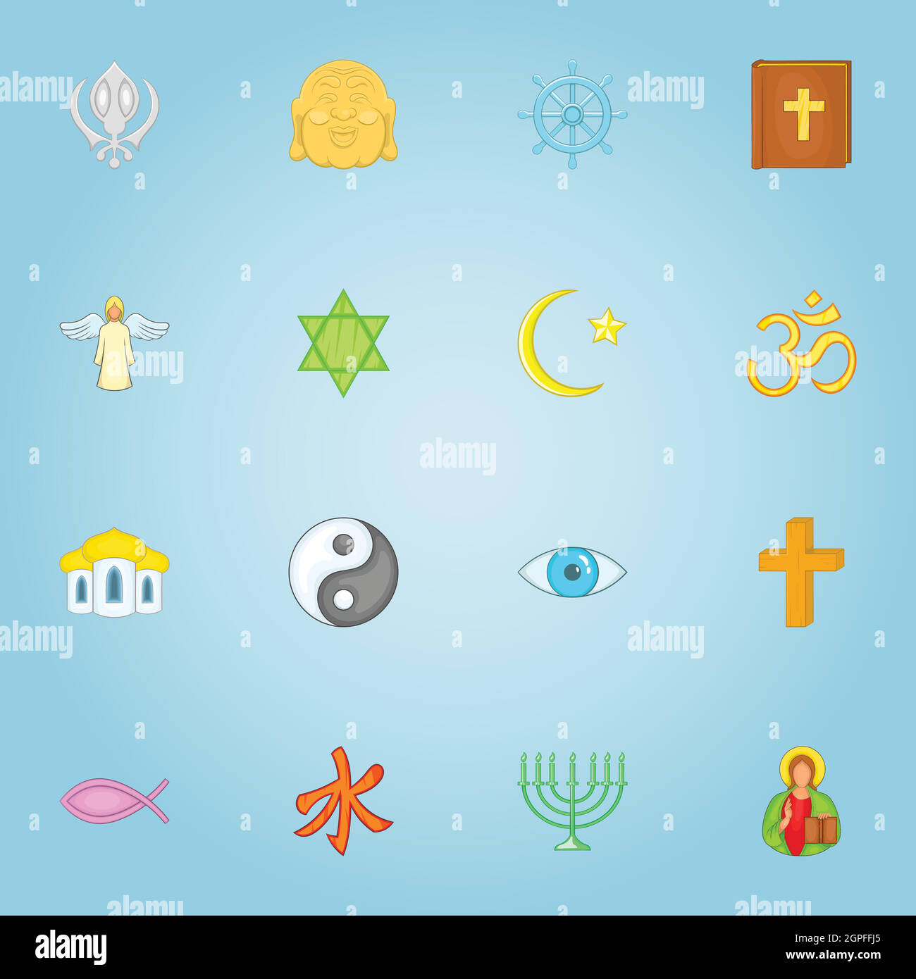 Des icônes religieuses, cartoon style Illustration de Vecteur