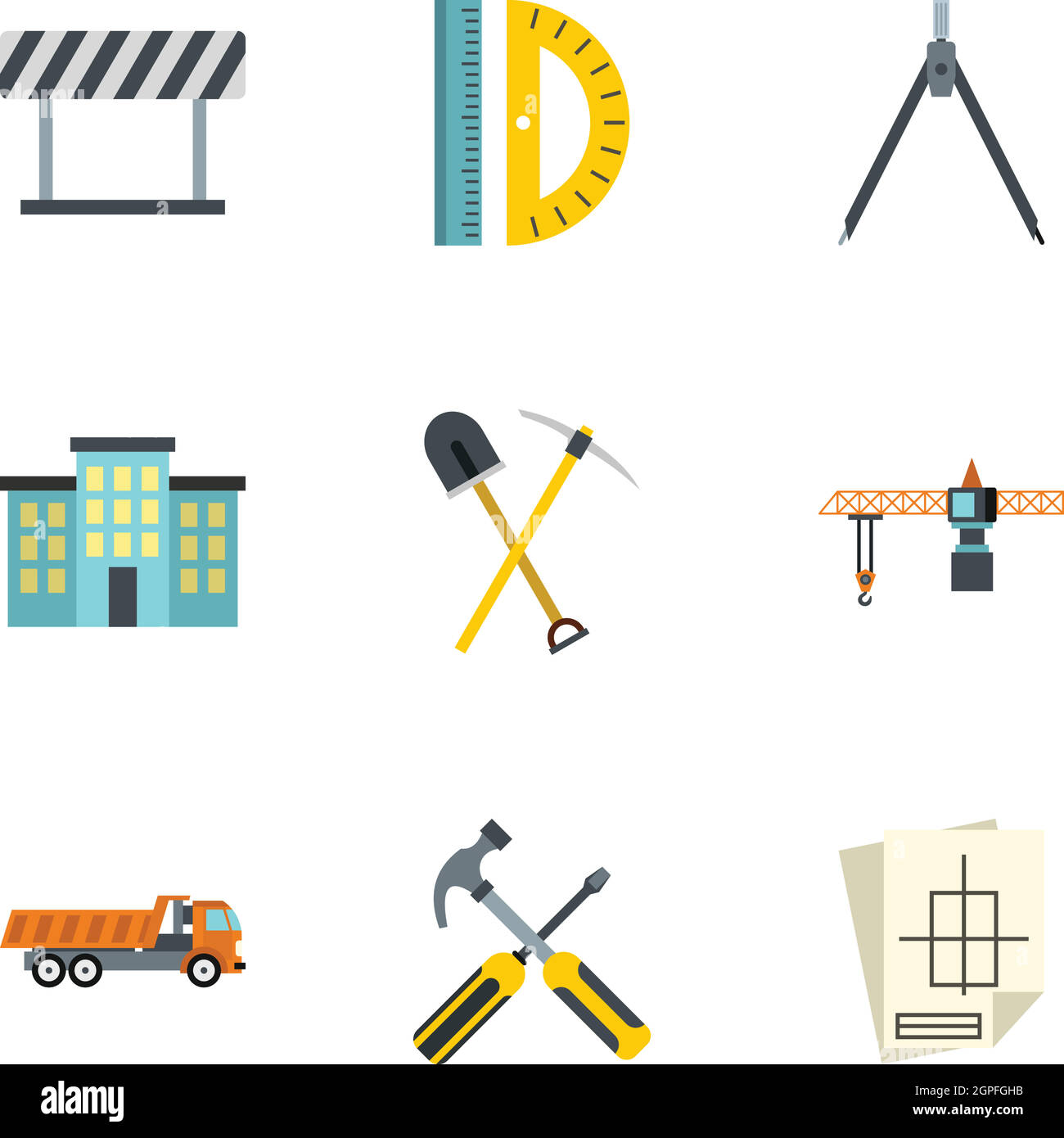 Outils de construction de style icons set, télévision Illustration de Vecteur